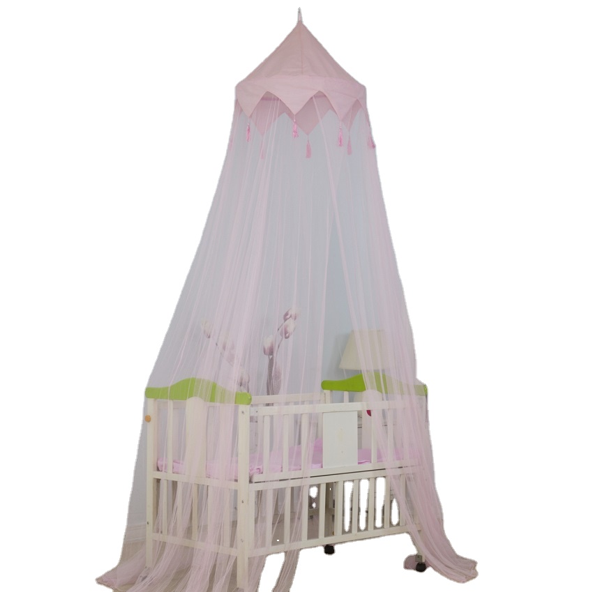 Gran oferta 2020, estilo bonito, borla rosa, decoración para cuna de bebé, mosquitera Conopy