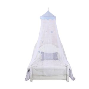 Nuevo estilo, fabricante de China, hecho con parche de estrella azul, 100% malla de poliéster, red de cama para niño, mosquitera colgante para bebés