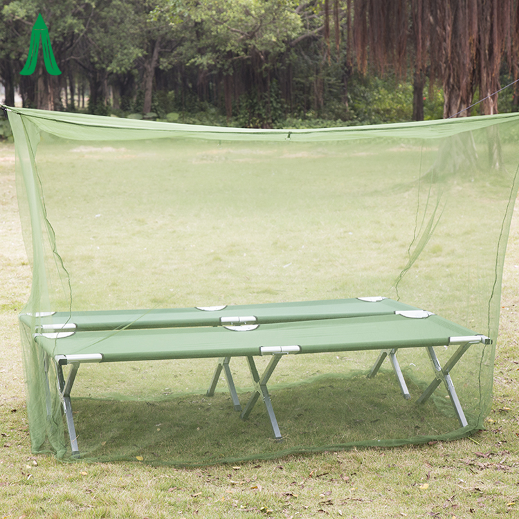 Mosquitera de tienda de campaña de viaje al aire libre personalizada verde con borde