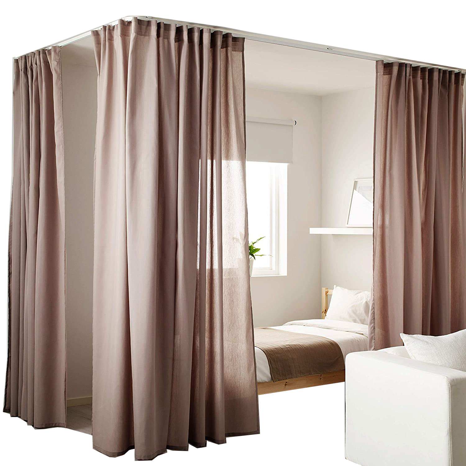 Cortinas de cama más vendidas de Amazon con sistema de riel de cortina FLEXIBLE