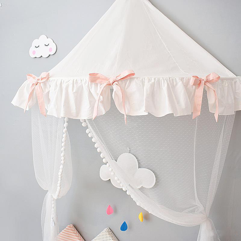 Moda linda hermosa princesa Bowknot dosel cama cortinas bebé mosquitera