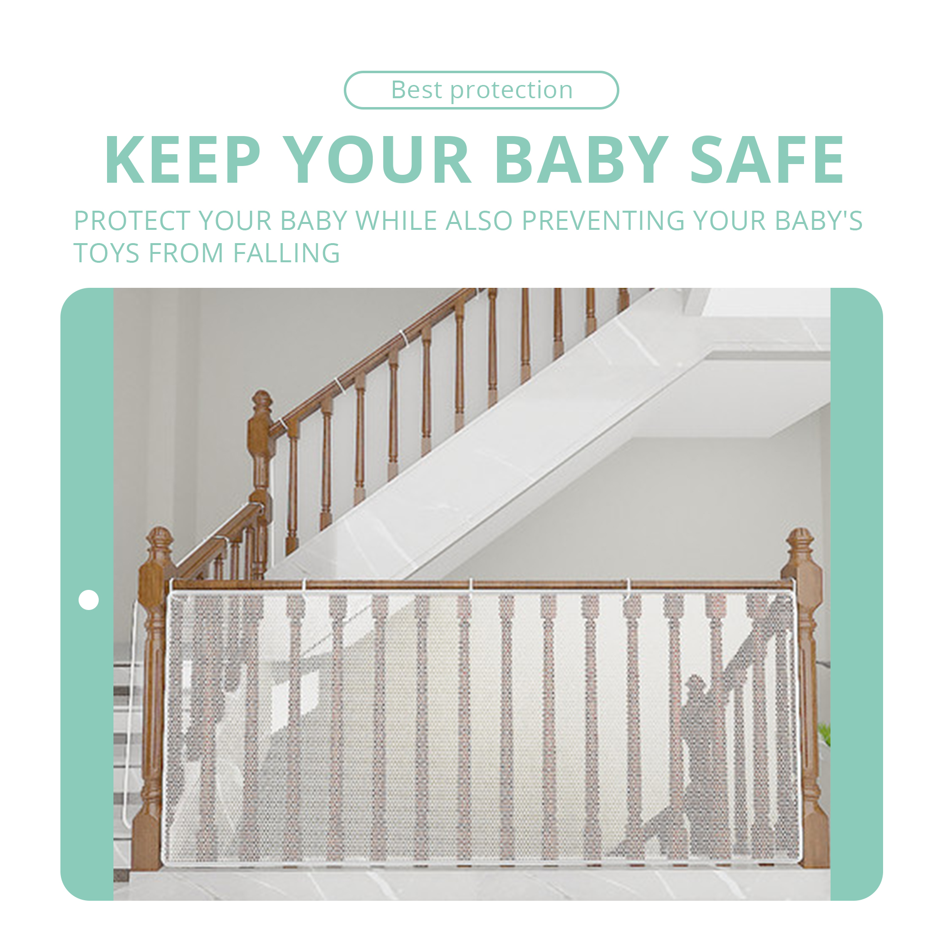 Cubierta protectora para escalera de bebé para evitar que las extremidades se atasquen, evitar que los juguetes se caigan, barandilla protectora para balcón, escalera protectora Dec