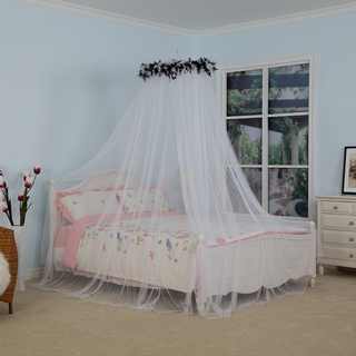 Casa de lujo cama tamaño king mosquitera cama doble de malla de tela superior redonda