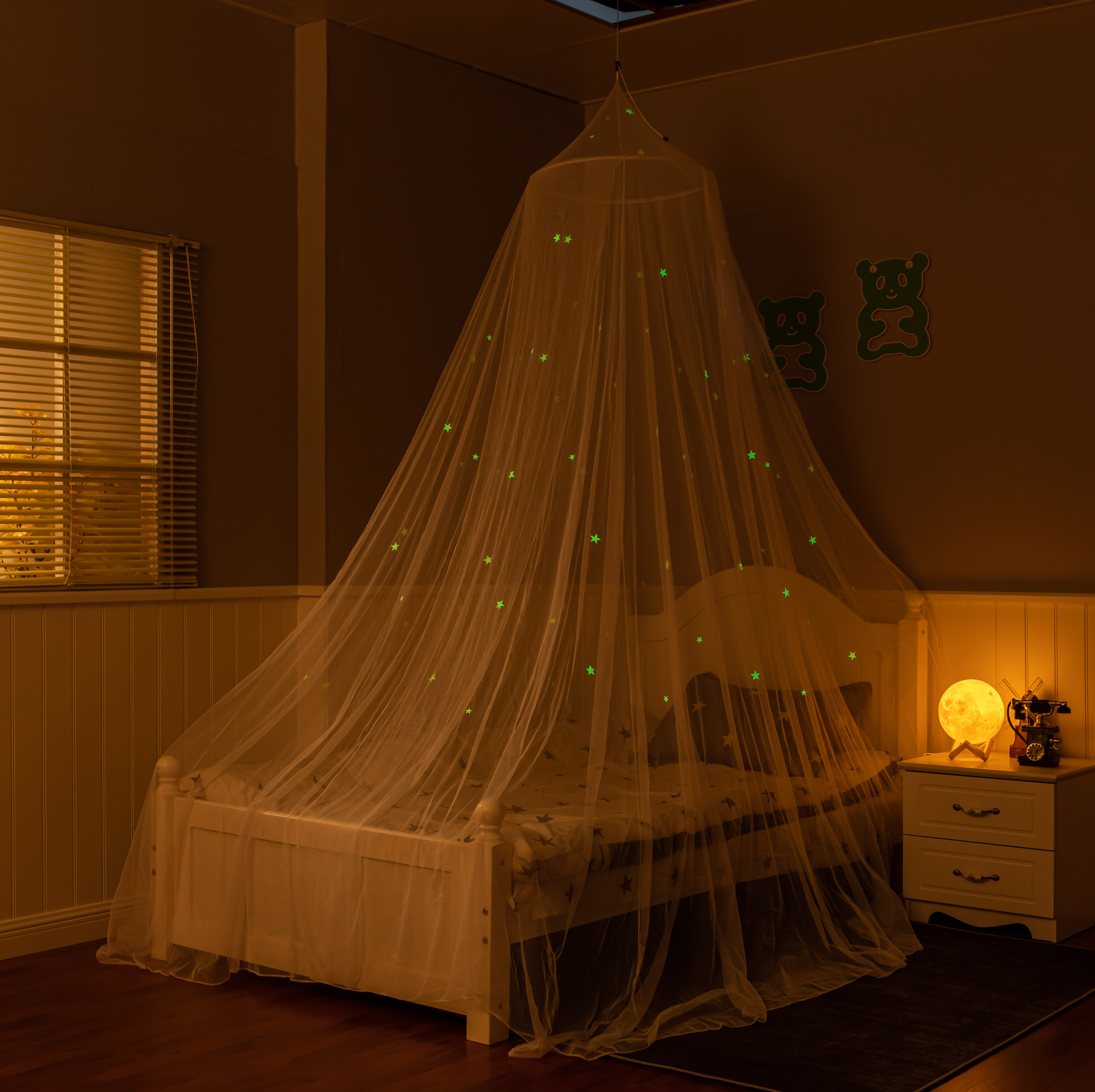 Ventas calientes niños niñas niños cama dosel estrellas luminosas Galaxy mosquiteros
