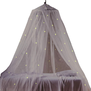 Mosquitera de cama doble que brilla en la oscuridad, mosquitera de estrellas, dosel de cama con cúpula