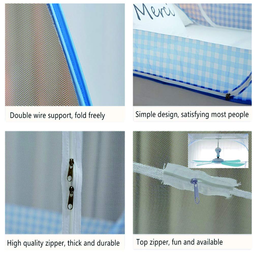 Mosquitera plegable de viaje portátil, carpa de yurta, cortina para acampar, dosel para cama