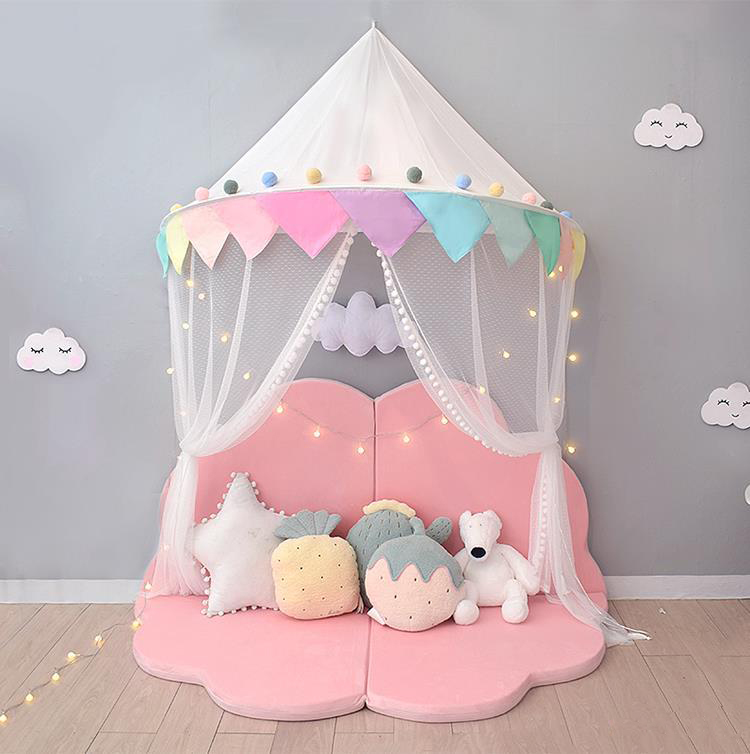 Princess Mosquito Baby Nets Castle Poliéster medio toldos de cama redondos