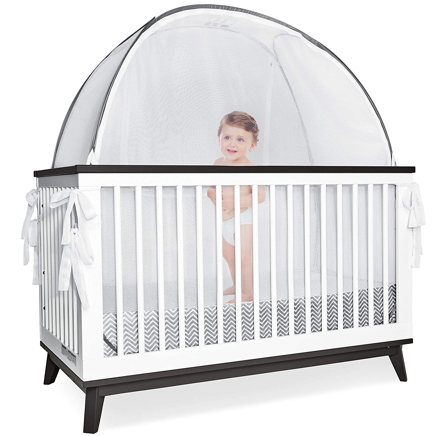 Cubierta de dosel para cama de cuna de seguridad para bebés, carpas emergentes para bebés con ventana de visualización