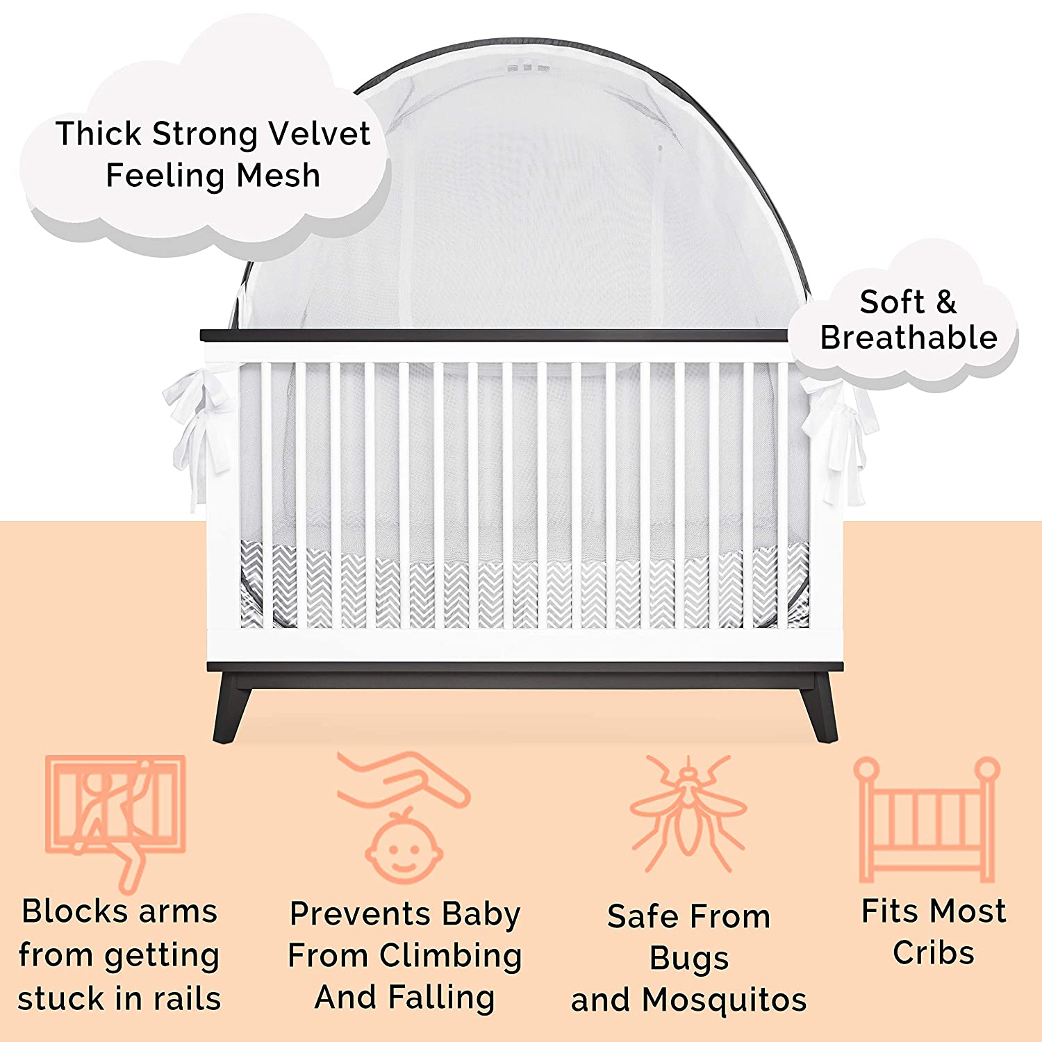 Toldo de seguridad para bebés, cubierta de seguridad, carpa emergente, mosquitera suave para guardería