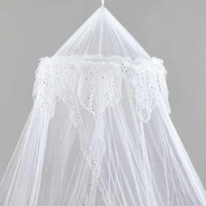 Mosquiteros de lentejuelas plateadas con dosel de cama cónico elegante de nuevo diseño