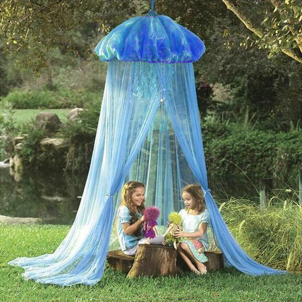 Nueva tienda de campaña para niños de medusas, mosquitera de malla para bebés, carpa interior y exterior divertida para niños INS personalizada azul