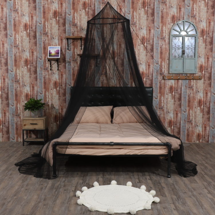 Toldo de cama King Size, mosquitera de color negro para interior/exterior, camping o dormitorio, se adapta a una cama King Size, hecha con malla ignífuga