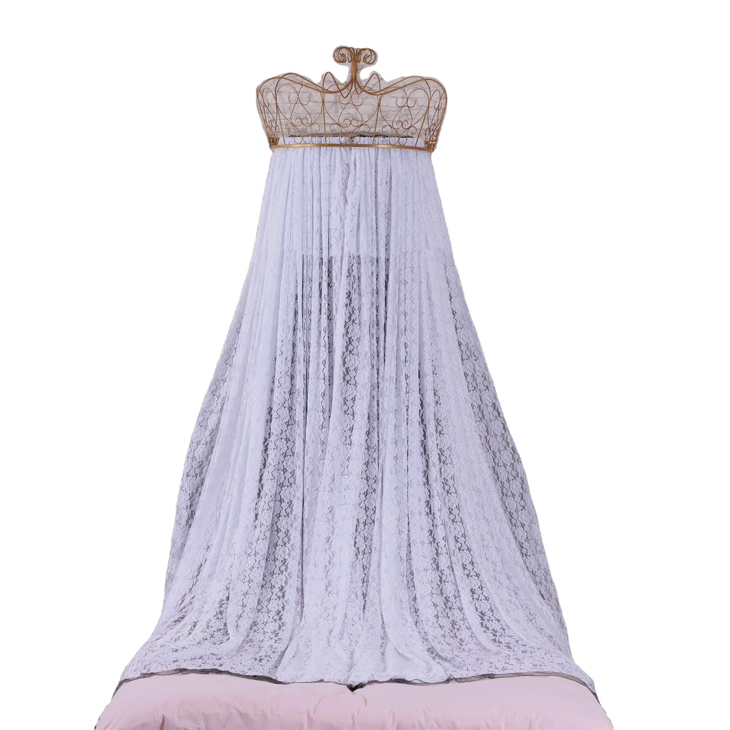 Princesa Corona Encaje Decorativo Cama con dosel Dos colores Cortina de malla de dos capas Sensación de estar llena de elegantes Niñas Cortina de cama Mosquiteras