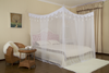 Elegante juego de dosel para cama con red protegida contra mosquitos con poste de cuatro esquinas, beige, Full/Queen/King