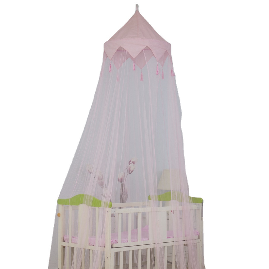 Los toldos de cama encantadores rosados ​​de los bebés embroman la mosquitera circular con la decoración